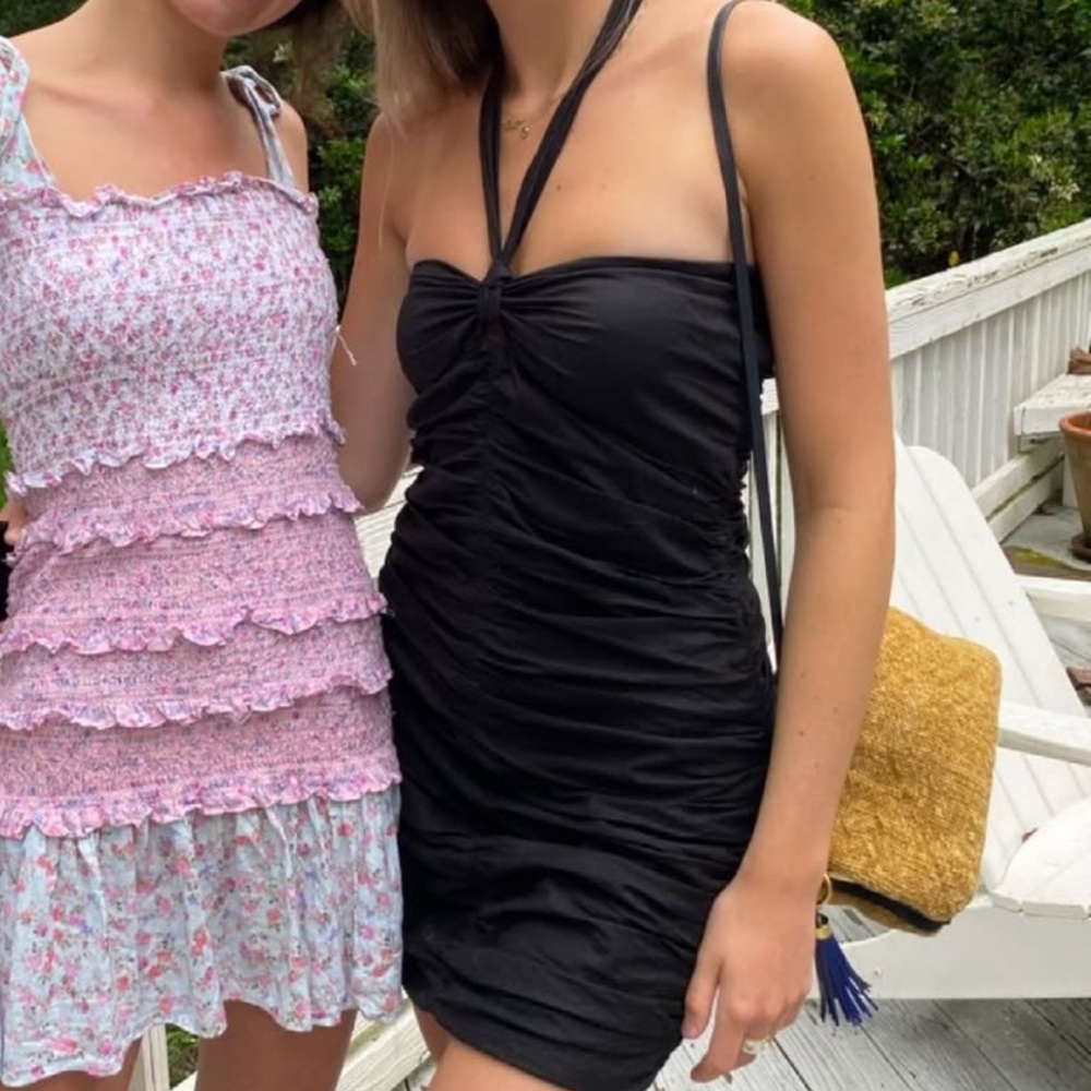 Zara ruched halter mini dress